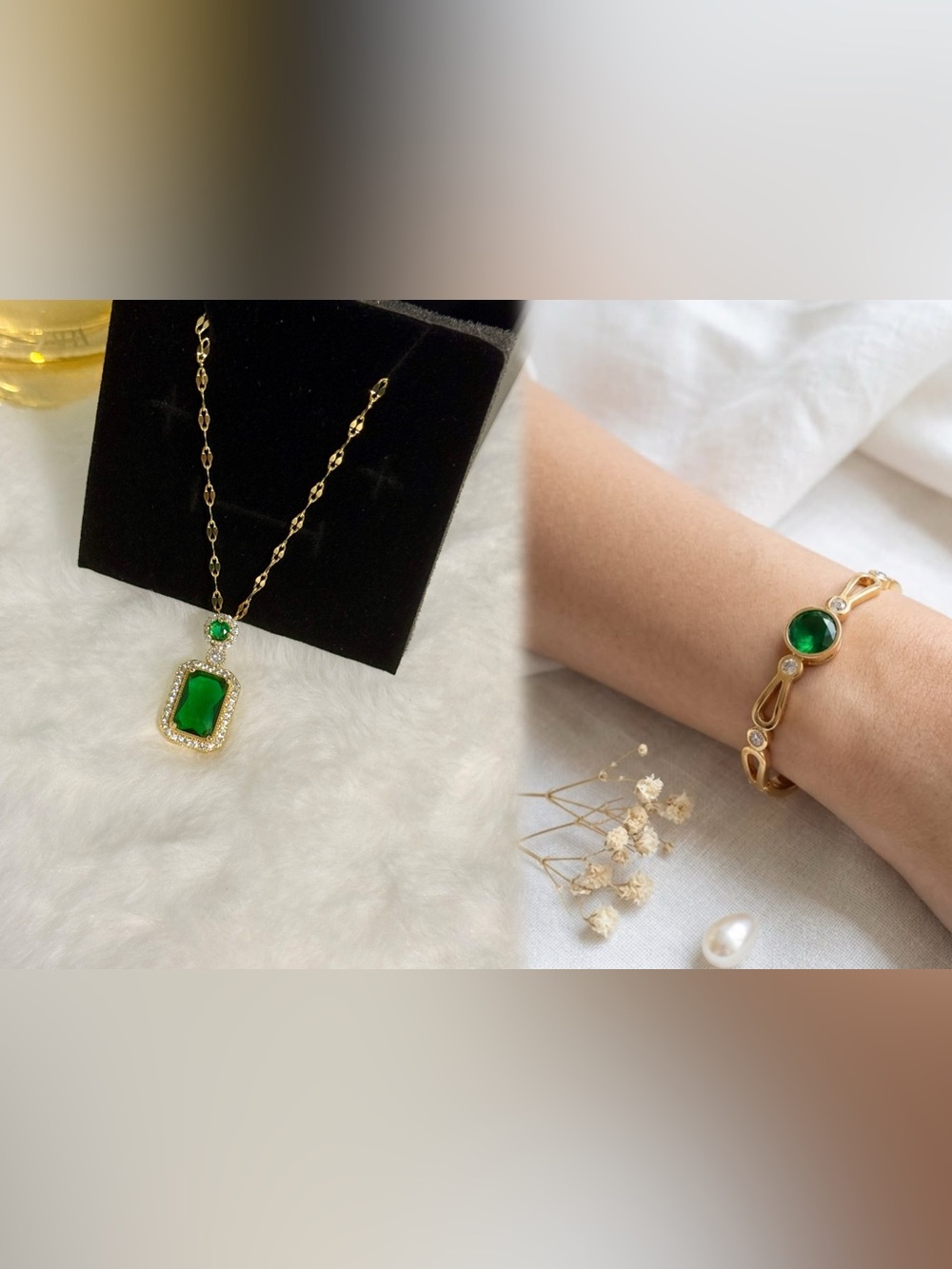 Emerald Green Necklace And Bracelet